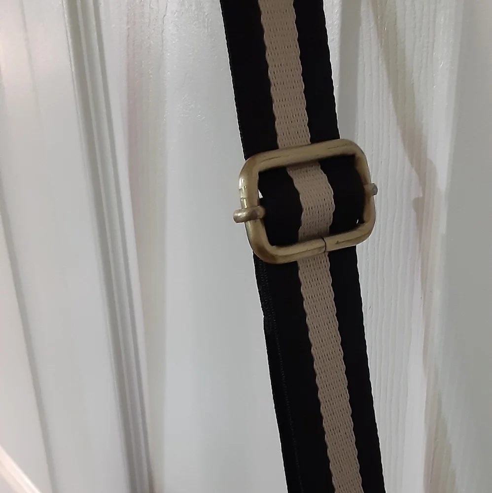 Missnine canvas laptop tote bag, cream and black